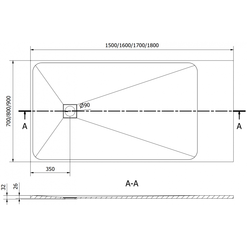 Mexen Bert obdĺžnikový sprchový kút SMC 150 x 70 cm, biely - 4K107015
