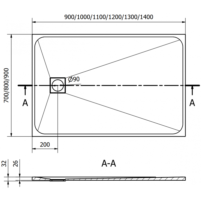 Mexen Bert obdĺžnikový sprchový kút SMC 140 x 90 cm, biely - 4K109014
