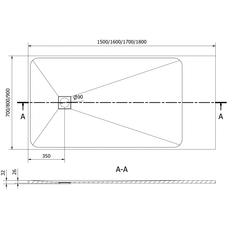 Mexen Bert obdĺžniková sprchová vanička SMC 150 x 80 cm, čierna - 4K708015