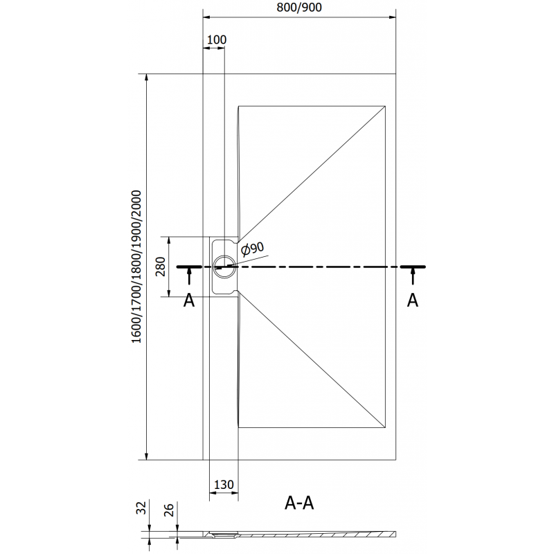 Mexen Egon obdĺžniková vanička SMC 170 x 80 cm, biela - 4R108017
