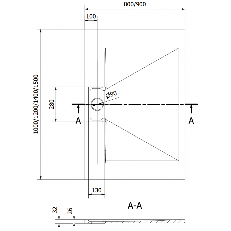 Mexen Egon obdĺžnikový sprchový kút SMC 100 x 90 cm, biely - 4R109010