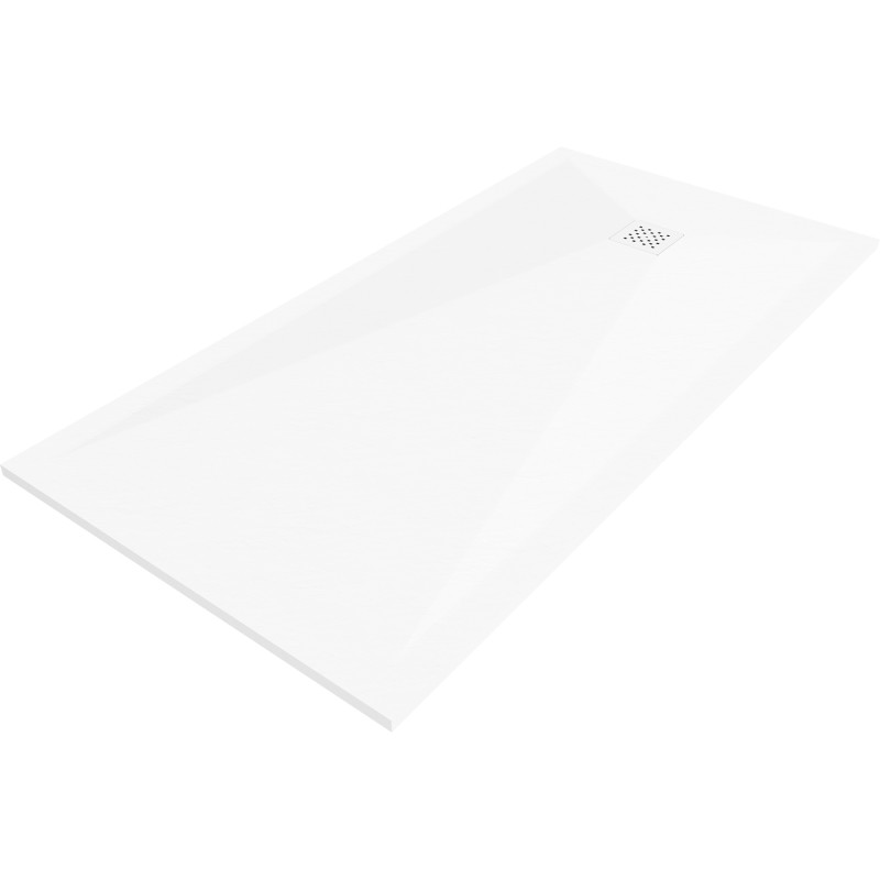 Mexen Stone+ rektangulárny kompozitný sprchovací kút 160 x 70 cm, biely, kryt biely - 44107016-W