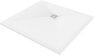 Mexen Stone+ sprchová vanička kompozitná štvorcová 80 x 80 cm, biela, krytka biela - 44108080-W