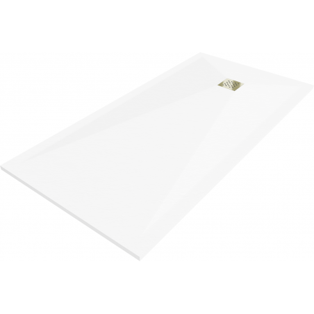 Mexen Stone+ kompozitový sprchový kút štvorcový 180 x 100 cm, biely, zlatý kryt - 44101018-G