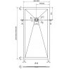 Mexen Stone+ kompozitový štvorcový sprchový žľab 180 x 100 cm, biely, zlatý kryt - 44101018-G