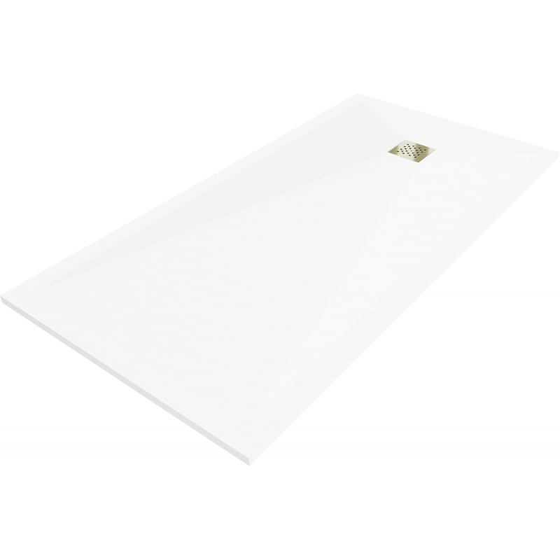 Mexen Stone+ kompozitný sprchový žľab obdĺžnikový 200 x 90 cm, biely, zlatá krytka - 44109020-G