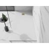 Mexen Stone+ kompozitová obdĺžniková sprchová vanička 160 x 70 cm, biela, zlatý kryt - 44107016-G
