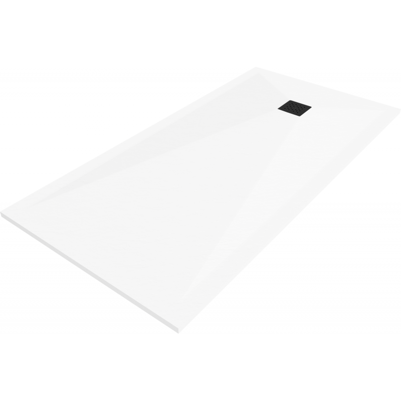 Mexen Stone+ obdĺžniková kompozitná sprchová vanička 180 x 90 cm, biela, čierna krytka - 44109018-B