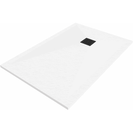 Mexen Stone+ kompozitová obdĺžniková sprchová vanička 110 x 90 cm, biela, čierna krytka - 44109011-B
