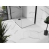 Mexen Stone+ kompozitová obdĺžniková sprchová vanička 100 x 80 cm, biela, čierny kryt - 44108010-B