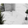 Mexen Stone+ kompozitová obdĺžniková sprchová vanička 100 x 80 cm, biela, čierny kryt - 44108010-B