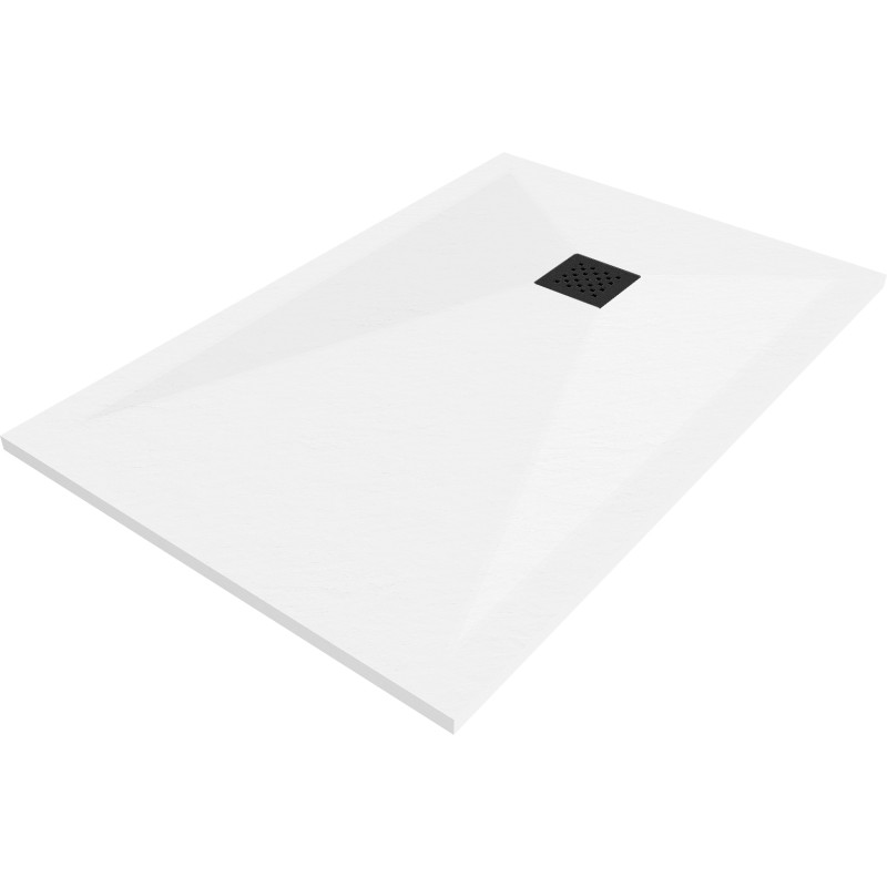 Mexen Stone+ obdĺžniková kompozitná sprchová vanička 110 x 80 cm, biela, čierny kryt - 44108011-B
