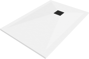 Mexen Stone+ obdĺžniková kompozitná sprchová vanička 110 x 70 cm, biela, čierny kryt - 44107011-B