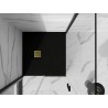 Mexen Stone+ kompozitová štvorcová sprchová vanička 90 x 90 cm, čierna, zlatý kryt - 44709090-G