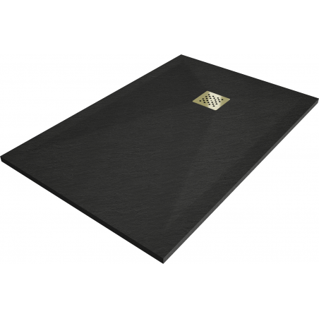 Mexen Stone+ obdĺžnikový kompozitný sprchový kút 120 x 100 cm, čierny, kryt zlatý - 44701012-G