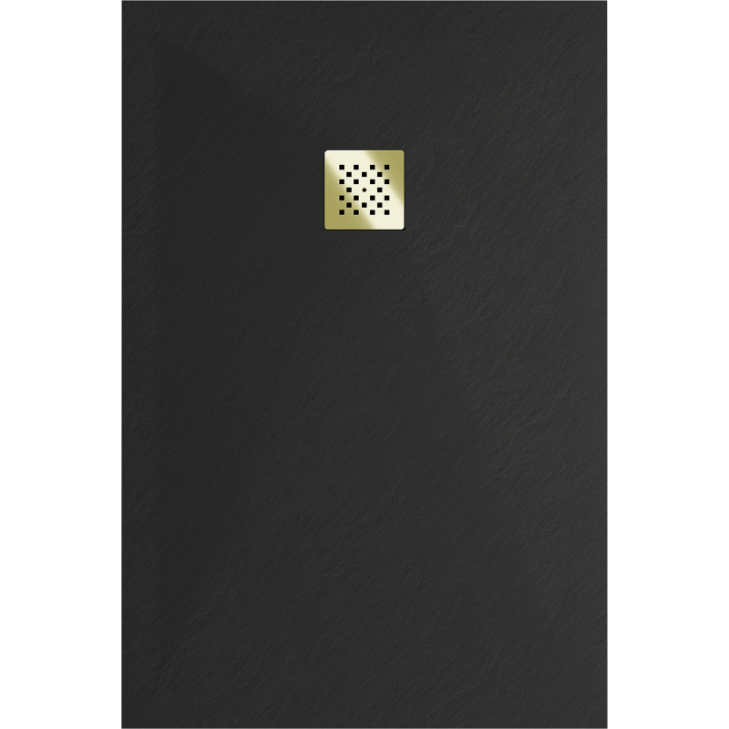 Mexen Stone+ kompozitný obdĺžnikový sprchový kút 120 x 90 cm, čierny, zlatá maskovacia mriežka - 44709012-G