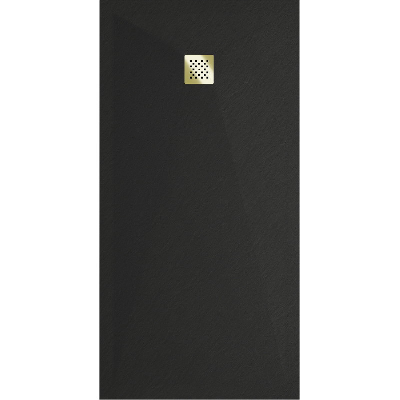 Mexen Stone+ kompozitný obdĺžnikový sprchový kút 180 x 70 cm, čierny, kryt zlatý - 44707018-G
