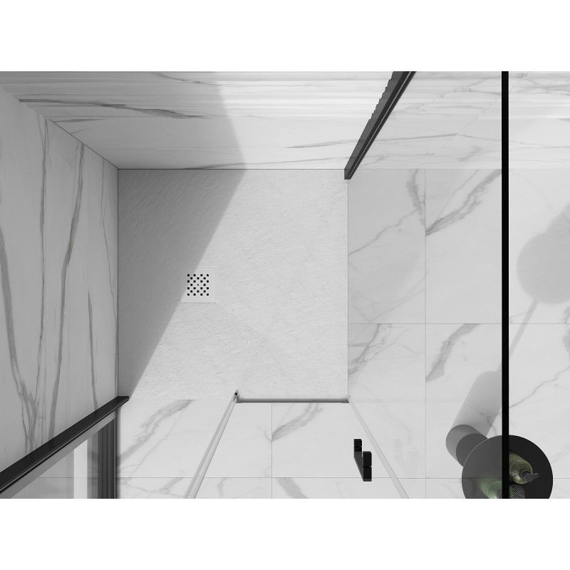 Mexen Stone+ sprchová vanička kompozitná štvorcová 80 x 80 cm, biela, krytka biela - 44108080-W