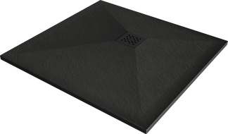 Mexen Stone+ kompozitná štvorcová sprchová vanička 70 x 70 cm, čierna, čierna krytka - 44707070-B