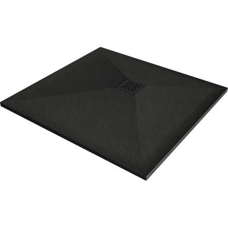 Mexen Stone+ kompozitová štvorcová sprchová vanička 80 x 80 cm, čierna, krytka čierna - 44708080-B