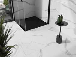 Mexen Stone+ kompozitová štvorcová sprchová vanička 80 x 80 cm, čierna, krytka čierna - 44708080-B