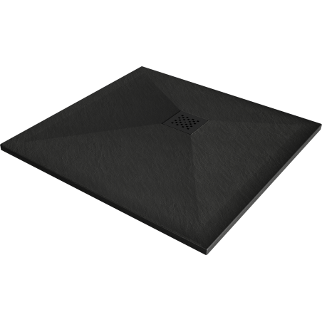 Mexen Stone+ kompozitová štvorcová sprchová vanička 100 x 100 cm, čierna, krytka čierna - 44701010-B