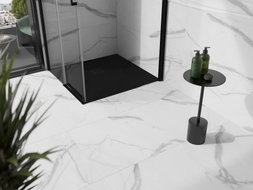 Mexen Stone+ kompozitová štvorcová sprchová vanička 100 x 100 cm, čierna, krytka čierna - 44701010-B
