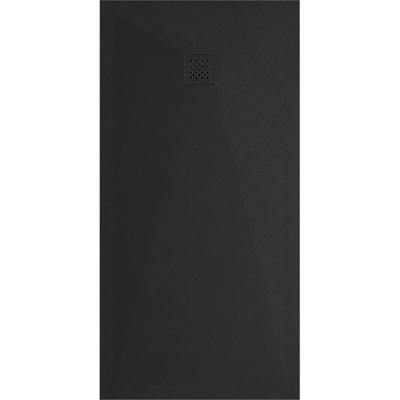 Mexen Stone+ Kompozitová obdĺžniková sprchová vanička 160 x 90 cm, čierna, čierne krytie - 44709016-B