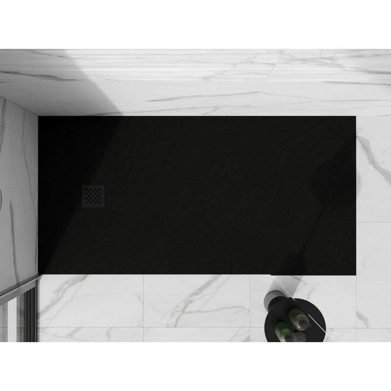 Mexen Stone+ obdĺžnikový kompozitný sprchový kút 180 x 100 cm, čierny, kryt čierny - 44701018-B