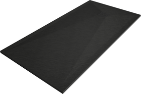 Mexen Stone+ kompozitová obdĺžniková sprchová vanička 180 x 70 cm, čierna, čierny kryt - 44707018-B