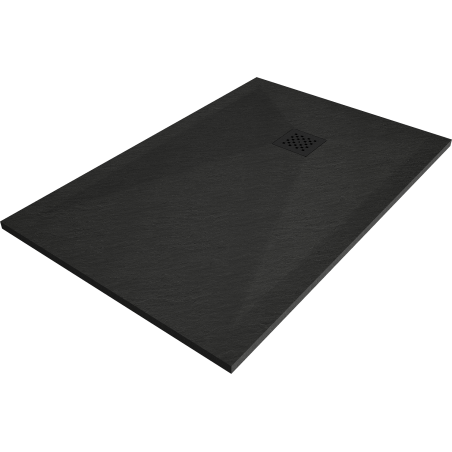 Mexen Stone+ obdĺžniková kompozitná sprchová vanička 90 x 80 cm, čierna, čierna maska - 44708090-B
