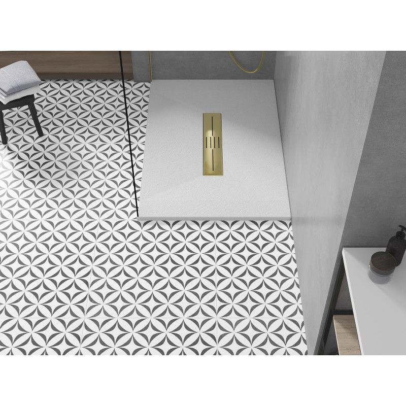 Mexen Toro obdĺžnikový sprchový kút SMC 140 x 70 cm, biely, kryt zlatý - 43107014-G