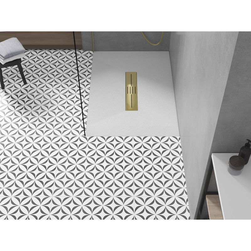 Mexen Toro obdĺžniková sprchová vanička SMC 130 x 80 cm, biela, krytka zlatá - 43108013-G