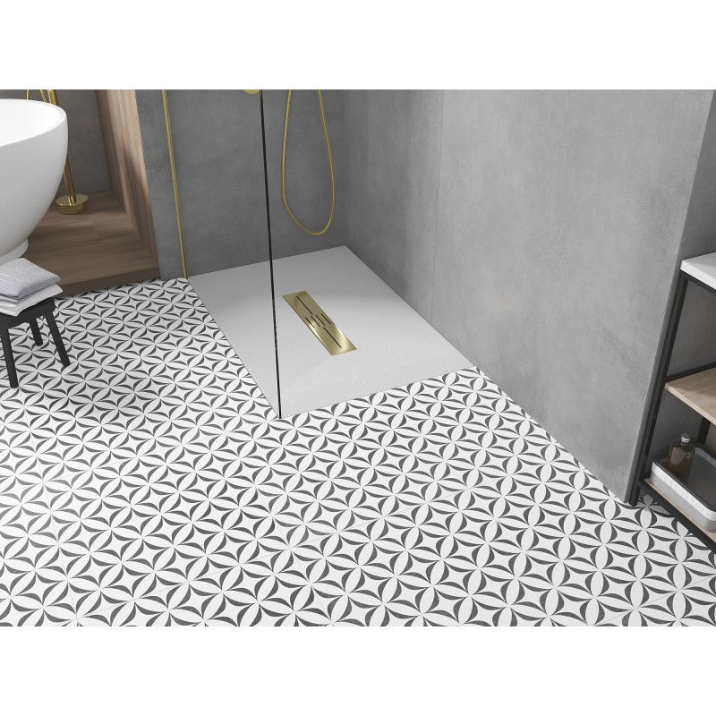 Mexen Toro obdĺžniková sprchová vanička SMC 140 x 90 cm, biela, krytka zlatá - 43109014-G