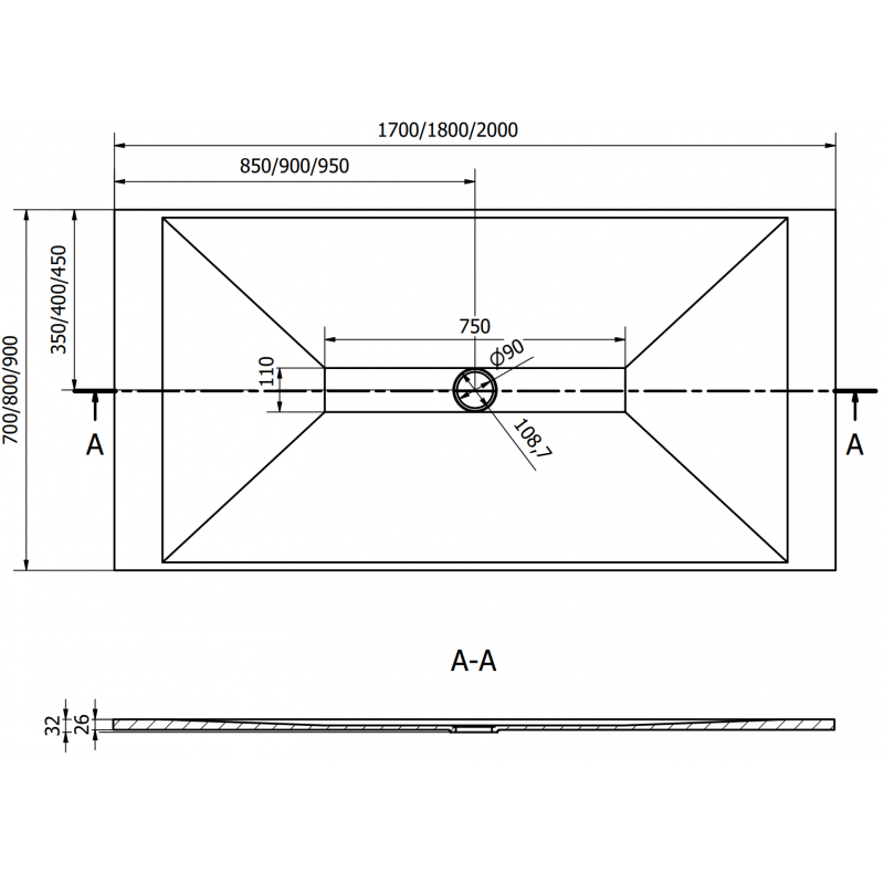 Mexen Toro obdĺžnikový sprchový kút SMC 200 x 80 cm, čierny, kryt čierny - 43708020-B