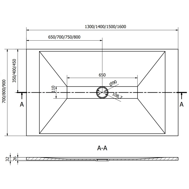 Mexen Toro obdĺžnikový sprchový kút SMC 160 x 80 cm, biely, zlatá krytka - 43108016-G