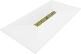 Mexen Toro obdĺžnikový sprchový kút SMC 160 x 90 cm, biely, kryt zlatý - 43109016-G