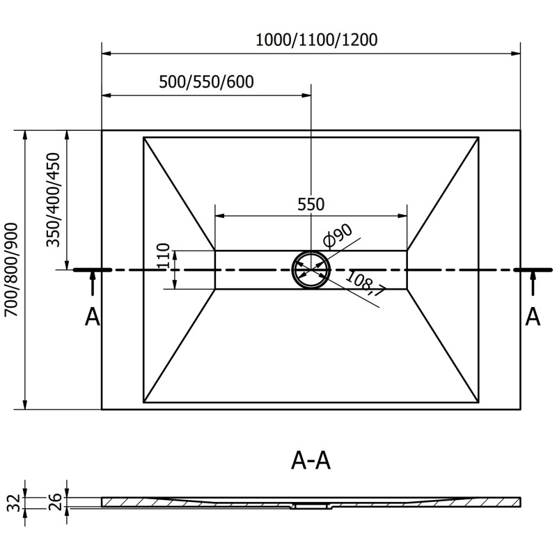 Mexen Toro obdĺžniková sprchová vanička SMC 100 x 70 cm, čierna, krytka čierna - 43707010-B