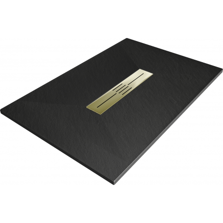 Mexen Toro rectangulárna sprchová vanička SMC 120 x 80 cm, čierna, krytka zlatá - 43708012-G