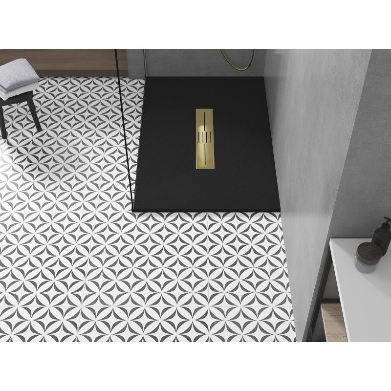 Mexen Toro obdĺžnikový sprchový kút SMC 140 x 90 cm, čierny, krytka zlatá - 43709014-G