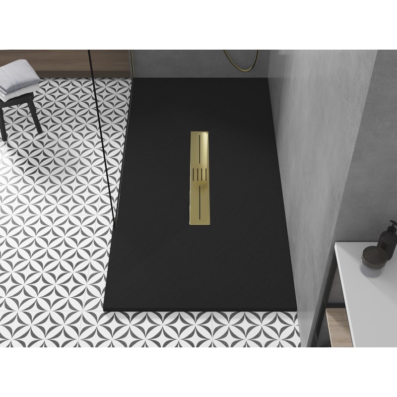 Mexen Toro rectangular shower SMC 160 x 70 cm, black, gold cover - 43707016-G