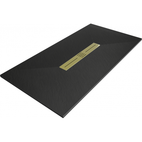 Mexen Toro sprchová vanička obdĺžniková SMC 150 x 80 cm, čierna, krytka zlatá - 43708015-G