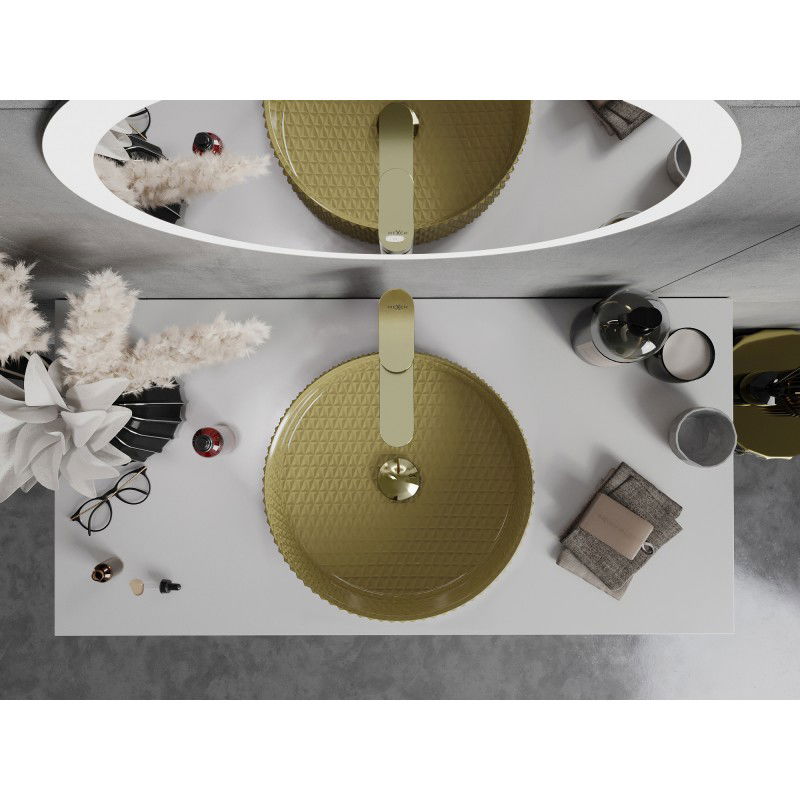 Mexen Aura sklenené umývadlo na dosku 39 x 39 cm, zlaté - 24013950