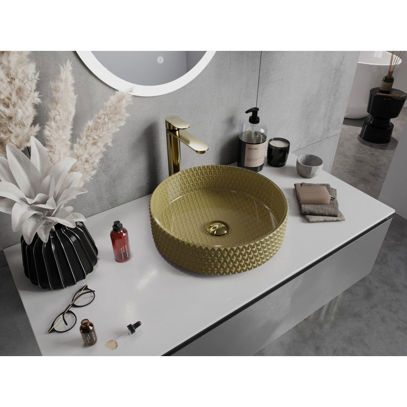 Mexen Aura sklenené umývadlo na dosku 39 x 39 cm, zlaté - 24013950