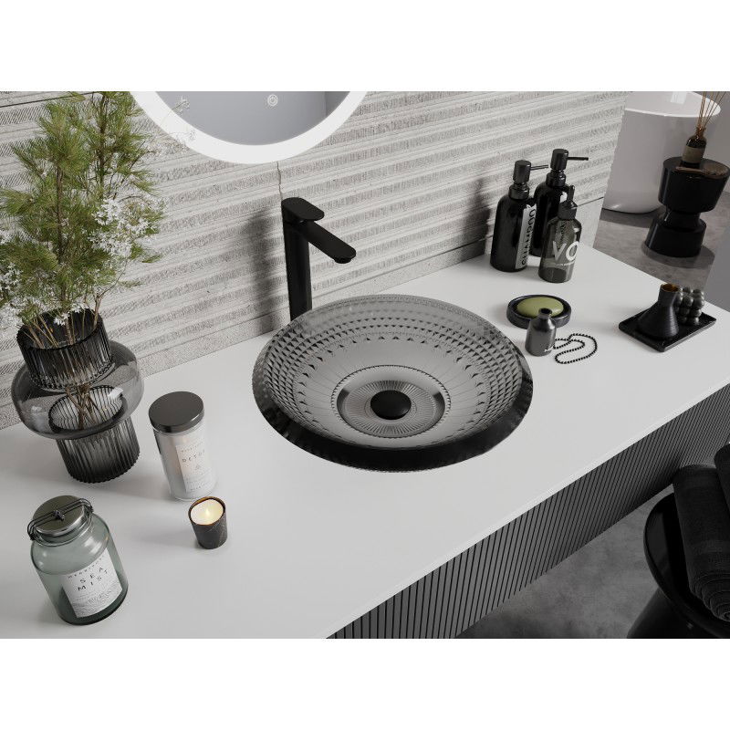 Mexen Heba sklenené umývadlo na dosku 45 x 45 cm, čierne - 24064570