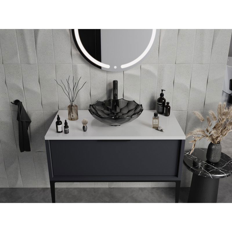 Mexen Inga sklenené umývadlo na dosku 44 x 44 cm, čierne - 24074470