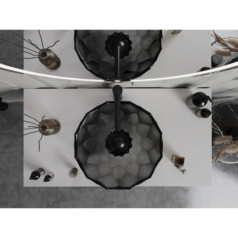 Mexen Inga sklenené umývadlo na dosku 44 x 44 cm, čierne - 24074470