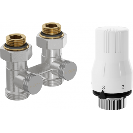 Mexen G02 dvojrúrová termostatická súprava DN50, rovná 1/2"x3/4", nikel - W912-012-928-01