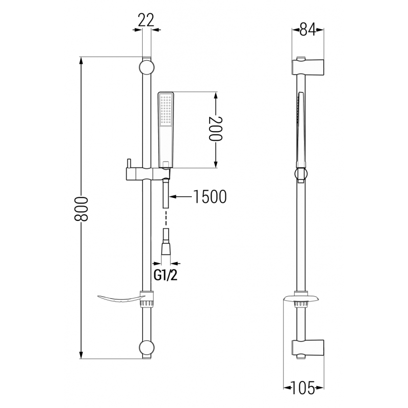 Mexen Alfa DF72 sprchová sada, čierna - 745704DF72-70