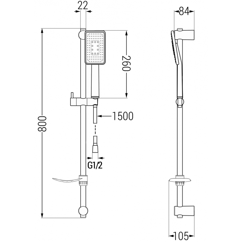 Mexen Alfa DF54 sprchová súprava, biela/chróm - 745704DF54-02